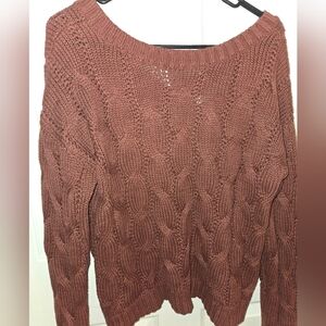 Aeropostale Women's S Cable Knit Sweater - Rust